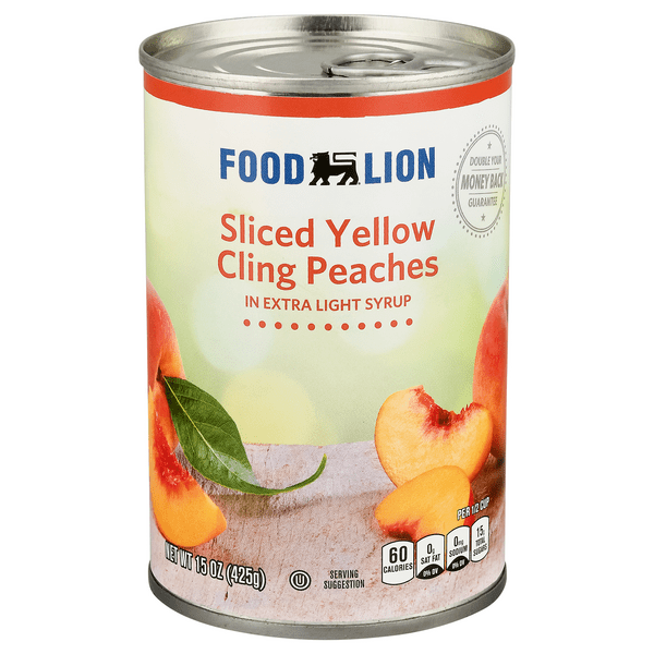 Save on Food Lion Yellow Cling Peaches in Extra Light Syrup Sliced