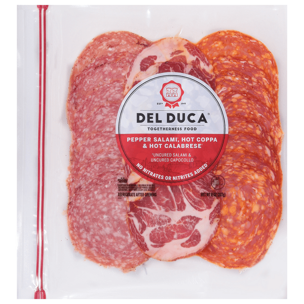 Save on Del Duca Pepper Salami Hot Coppa & Hot Calabrese (PreSliced