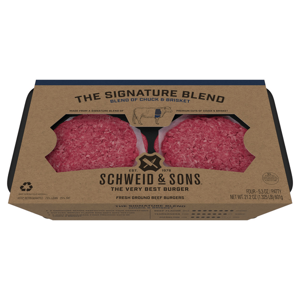 Save on Schweid & Sons Signature Chuck Brisket Ground Beef Burger 4 ct Fresh Order Online