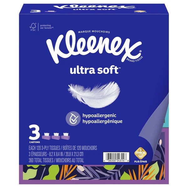 Save on Kleenex Ultra Soft Facial Tissue 3Ply 120 ct ea 3 pk Order