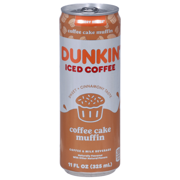 Save on Dunkin' Coffee Cake Muffin Iced Coffee & Milk Beverage Order
