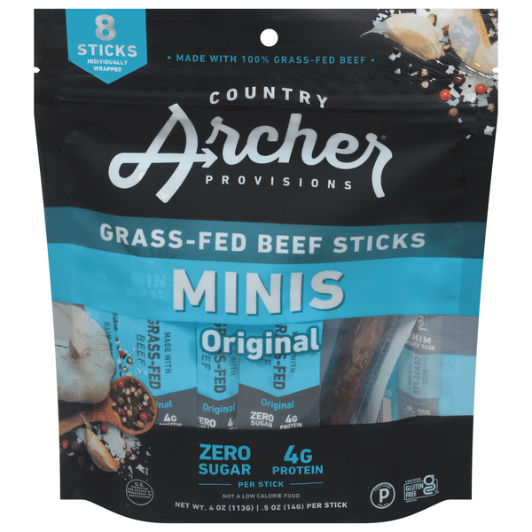 Save on Country Archer Minis Grassfed Beef Sticks Original Gluten Free 8 ct Order Online