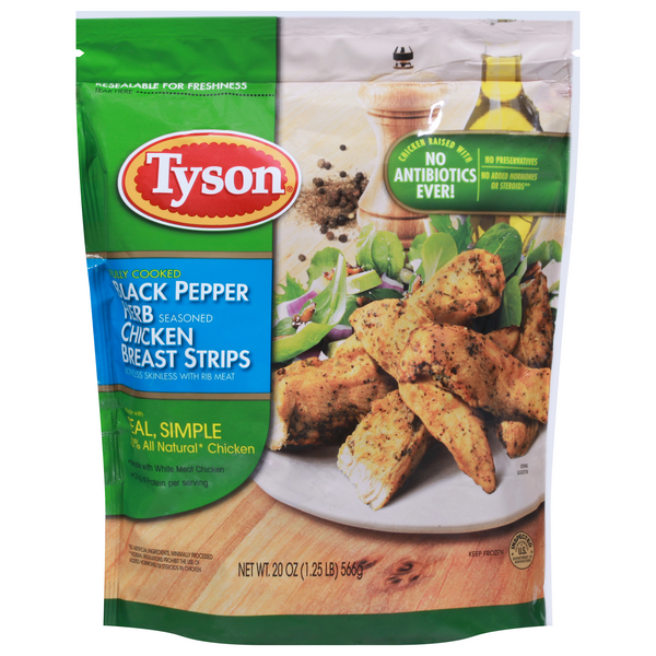 Save on Tyson Chicken Breast Strips Black Pepper Herb Seasoned Fully