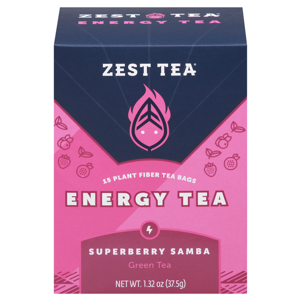Save on Zest Tea Energy Tea Superberry Samba Green Tea Bags Order