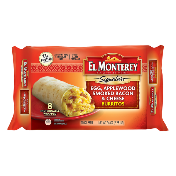 Save on El Monterey Burritos Egg, Applewood Smoked Bacon & Cheese 8
