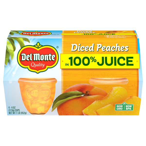 Save on Del Monte Fruit Cups Peaches Diced in 100 Juice 4 ct Order