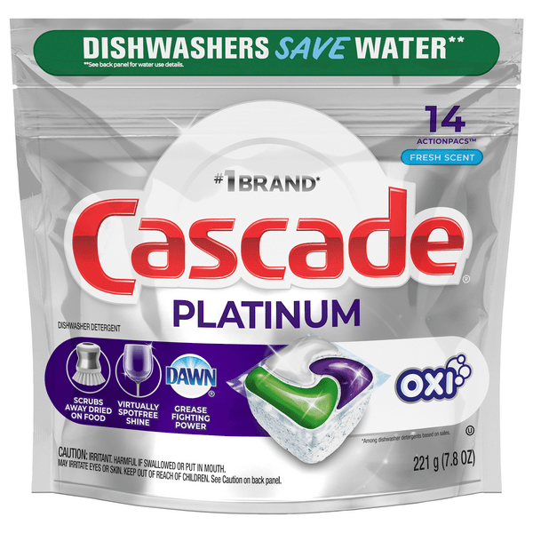 Save on Cascade Platinum Dishwasher Detergent ActionPacs Fresh Scent