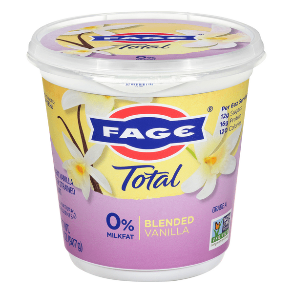 Save on Fage Total Strained Greek Yogurt Blended Vanilla 0 Milkfat