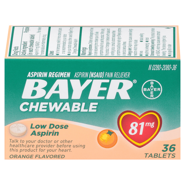 Save on Bayer Low Dose Aspirin Regimen Pain Relief 81 mg Orange