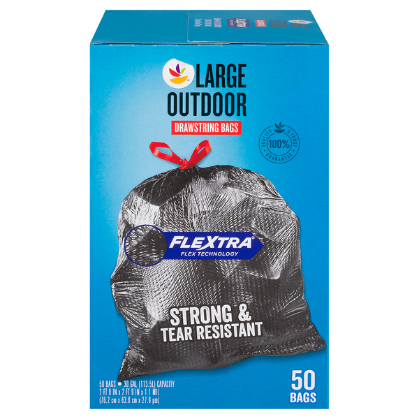 Save on Stop & Shop Flextra Outdoor Drawstring Trash Bags Large 30 Gallon Order Online Delivery