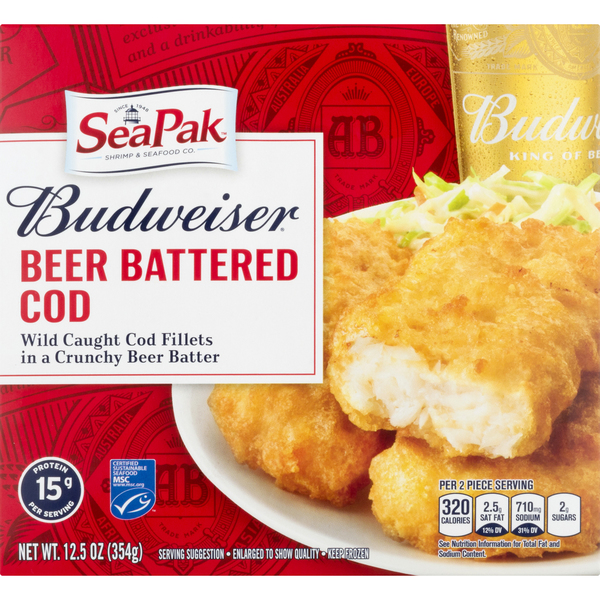 Save on SeaPak Budweiser Beer Battered Cod Order Online Delivery Stop Shop