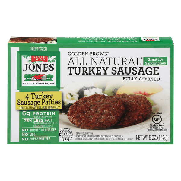Save on Jones Dairy Farm Golden Brown Turkey Sausage Patties 4 ct