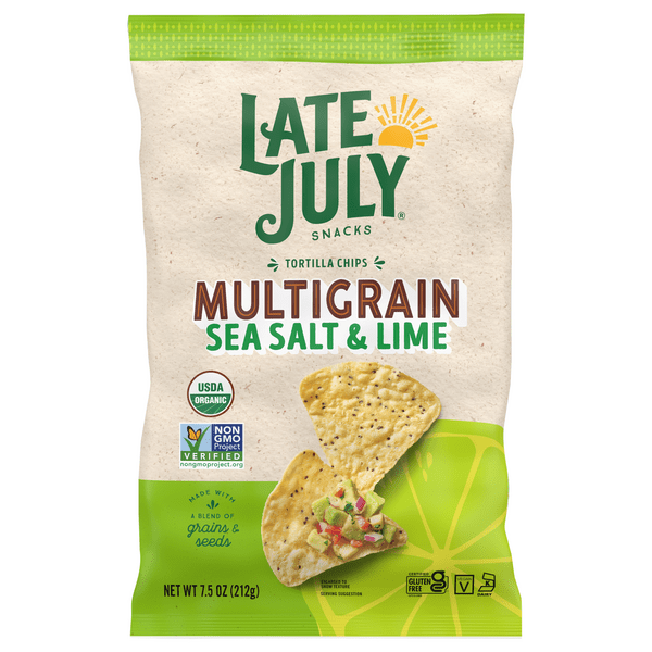 Save on Late July Snacks Multigrain Tortilla Chips Sea Salt & Lime