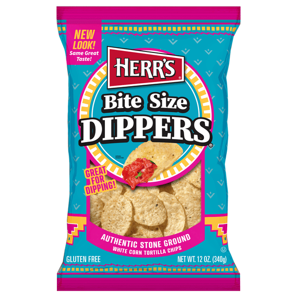 Save on Herr's Tortilla Chips Bite Size Dippers Authentic Stone Ground