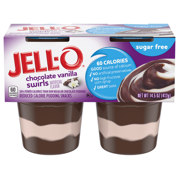 Save on JellO Pudding Snack Cups Chocolate Vanilla Swirls Sugar Free