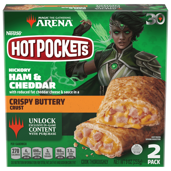 Save on Hot Pockets Hickory Ham & Cheddar Cheese with Crispy Buttery