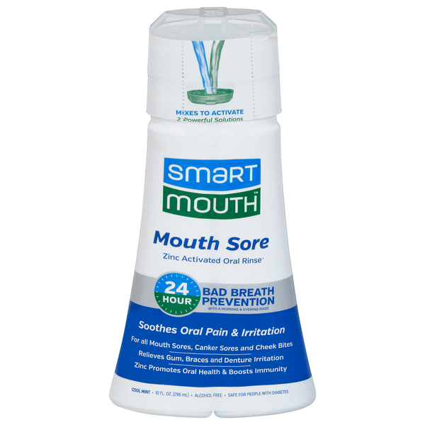 Save on Smart Mouth Mouth Sore Zinc Activated Oral Rinse Cool Mint