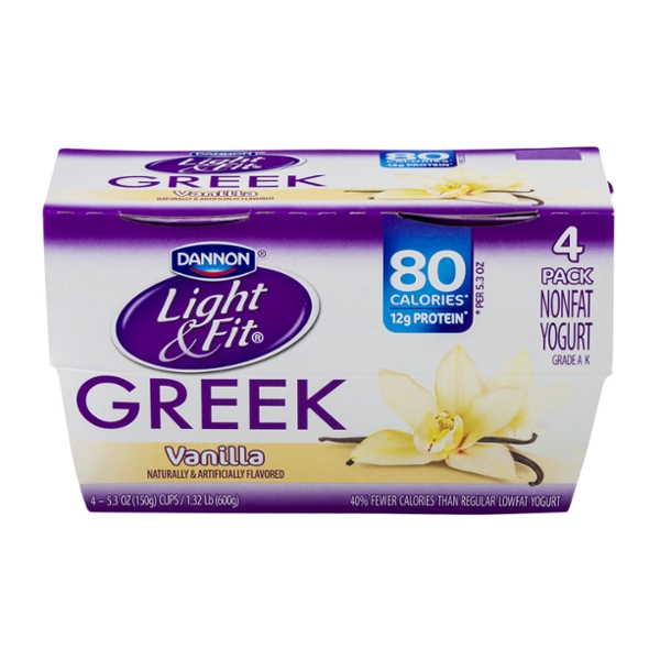 Save on Dannon Light & Fit Greek Yogurt Vanilla Non Fat 4 ct Order