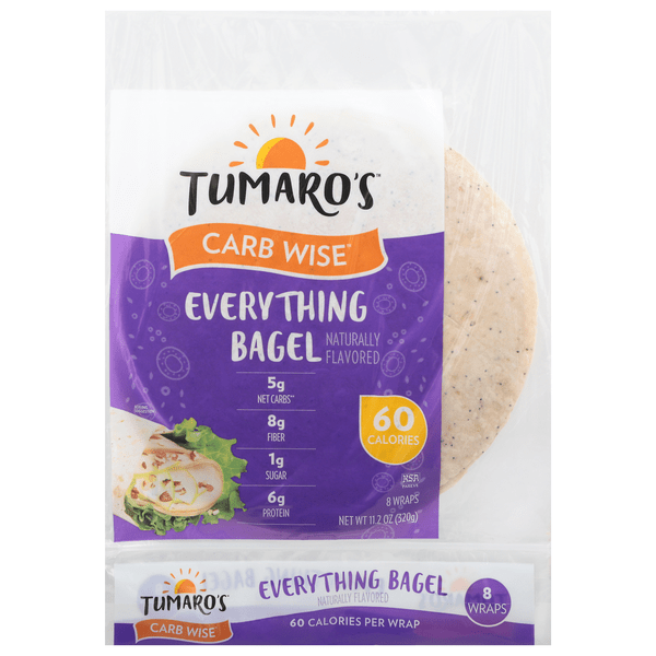 Save on Tumaro's Carb Wise Everything Bagel Wraps 8 ct Order Online