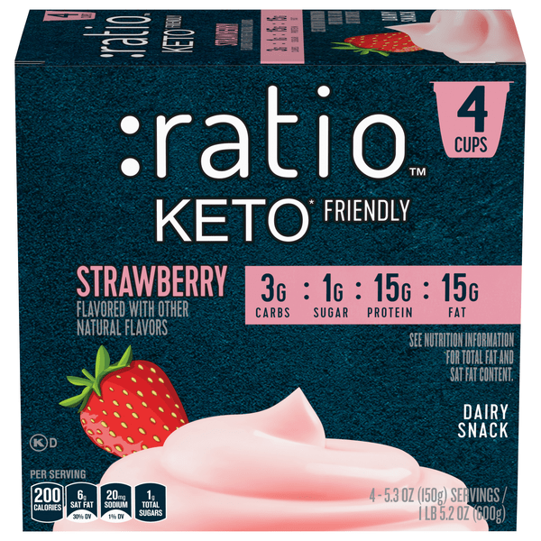 Save on ratio KETO Friendly Strawberry Dairy Yogurt Snack Cup 4 ct