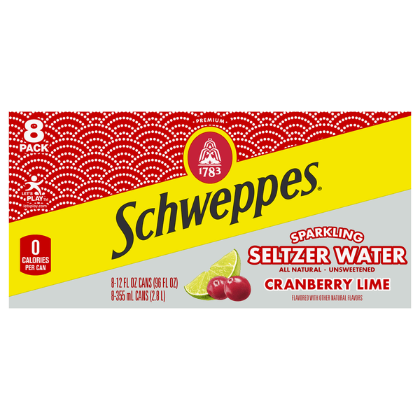 Save on Schweppes Sparkling Cranberry Lime Seltzer Water 8 pk Order