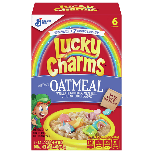 Save on Lucky Charms Instant Oatmeal with Marshmallows Vanilla Flavored