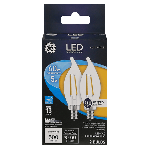 Save on GE LED Decorative Light Bulb Clear Finish Soft White 5 Watt