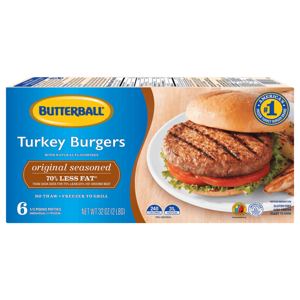 Save on Butterball Turkey Burgers Original Seasoned Frozen 6 ct Order