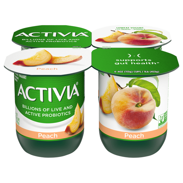 Save on Activia Low Fat Peach Probiotic Yogurt Cups 4 ct Order Online