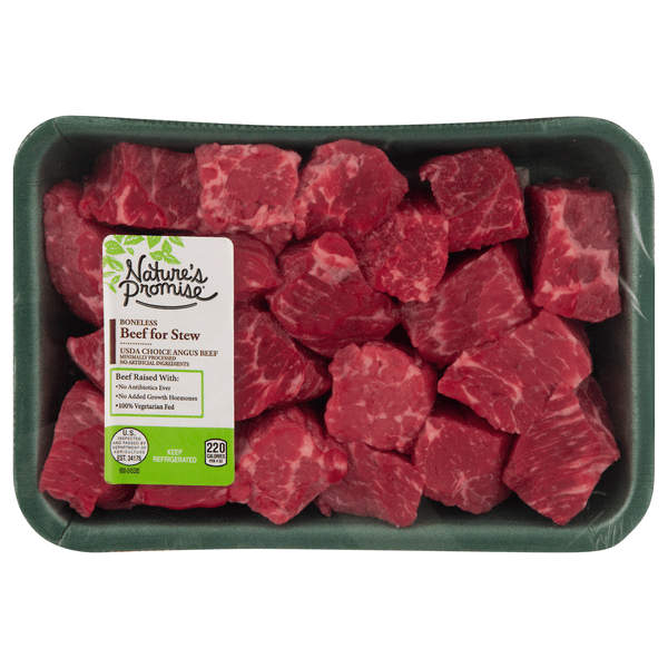 Save on Nature's Promise Boneless Choice Angus Beef Cubes Stew Meat