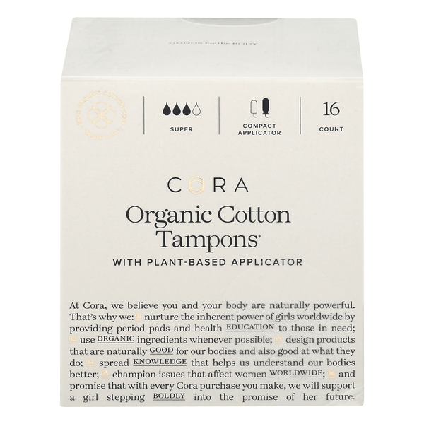 Save on Cora Cotton Super Tampons with Compact Applicators Organic