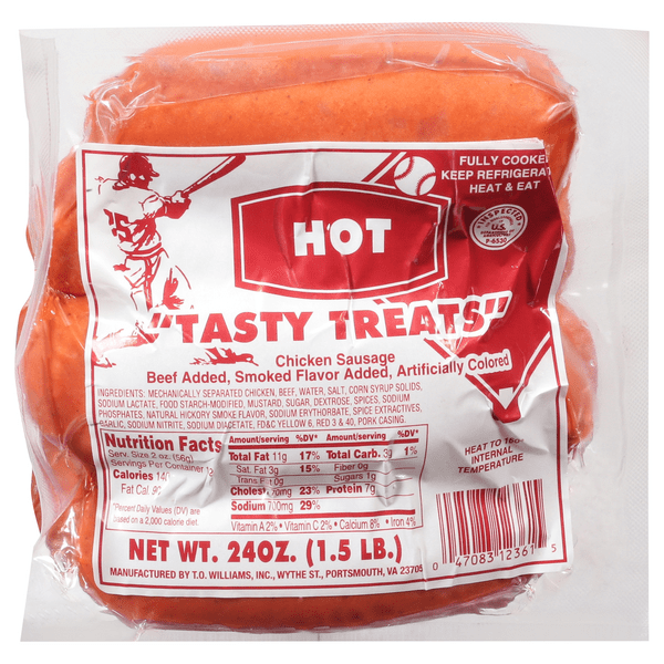 Save on Tasty Treats Chicken Sausage Hot 8 ct Order Online Delivery