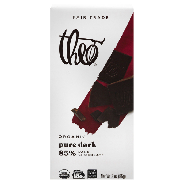Save on Theo Fair Trade Dark Chocolate Bar Pure 85 Organic Order