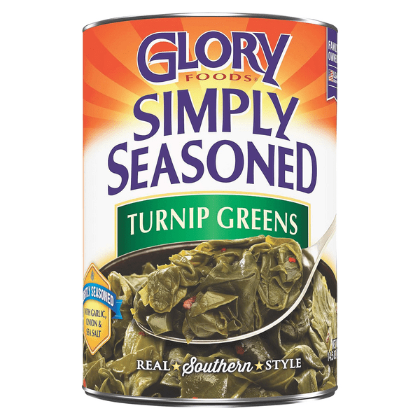 Save on Glory Foods Simply Seasoned Turnip Greens with Garlic, Onion & Sea Salt Order Online