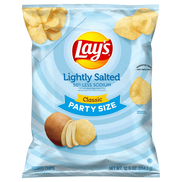 Save on Lay's Potato Chips Lightly Salted 50 Less Sodium Party Size