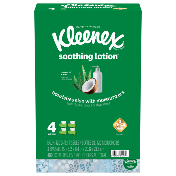 Save on Kleenex Soothing Lotion Tissues Coconut Oil + Aloe 3Ply 120 ct