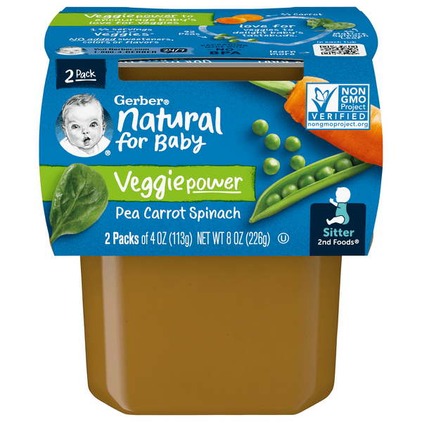 Save on Gerber Natural for Baby Stage 2 Food Pea Carrot & Spinach 2