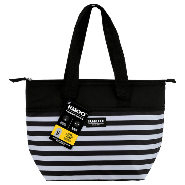 Save on Igloo Mini Essential Tote Cooler Bag Black & White Stripes