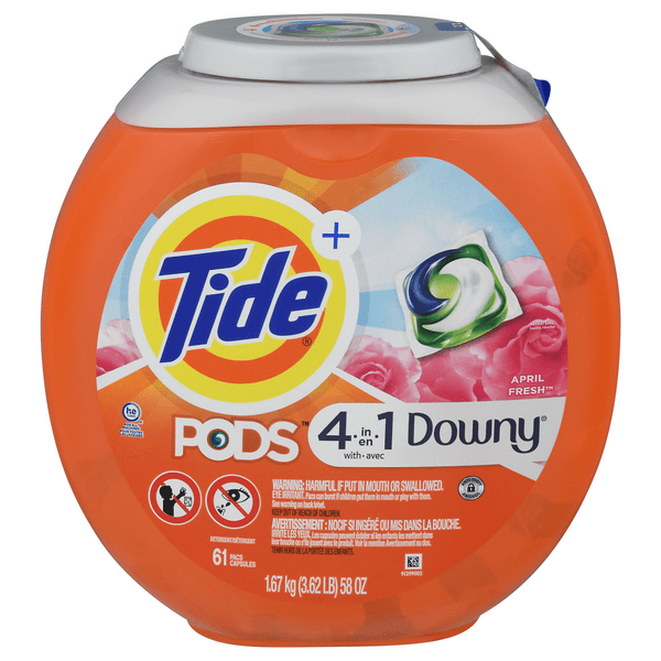 Save on Tide + Pods 4in1 with Downy Laundry Detergent Pacs April