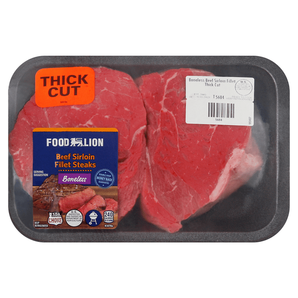 Save on Food Lion Beef Sirloin Fillet Steaks Boneless Thick Cut Fresh