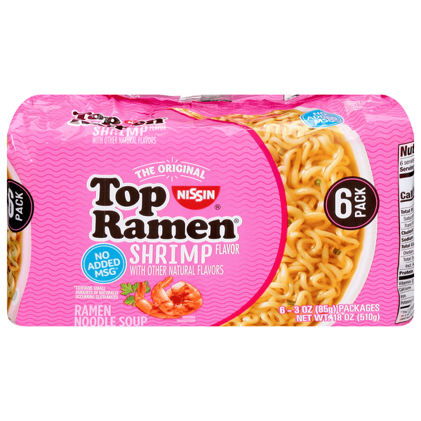 Save on Nissin Top Ramen Noodle Soup Shrimp Flavor 6 ct Order Online