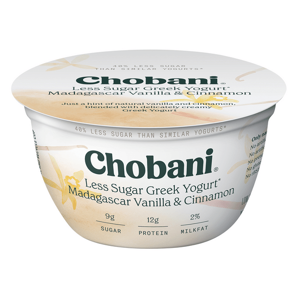 Save on Chobani Less Sugar Greek Yogurt Madagascar Vanilla & Cinnamon