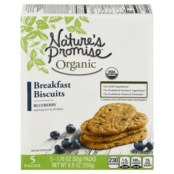 Save on Nature's Promise Organic Breakfast Biscuits Blueberry 5 ct