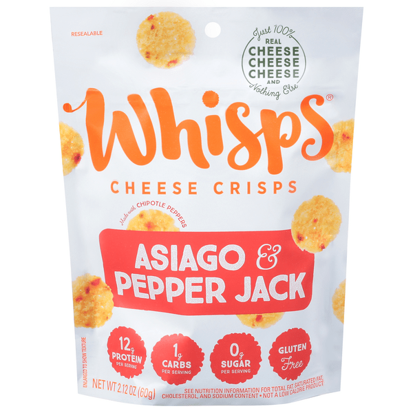 Save on Whisps Cheese Crisps Asiago & Pepper Jack Low Carb Gluten Free