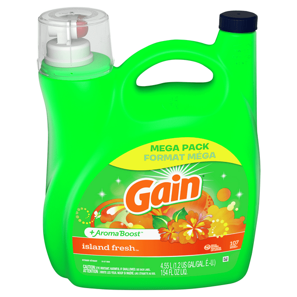 Save on Gain +Aroma Boost Liquid Laundry Detergent Island Fresh Mega