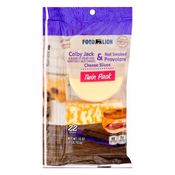 Save on Food Lion Twin Pack Cheese Slices Colby Jack & Provolone 22