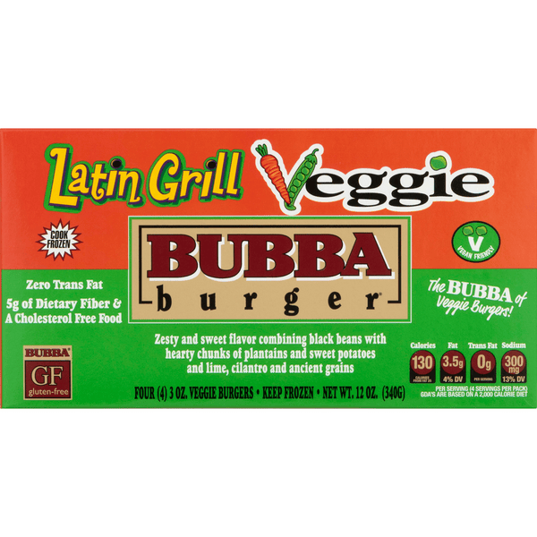 Save on Bubba Burger Veggie Latin Grill Gluten Free 4 ct Frozen Order