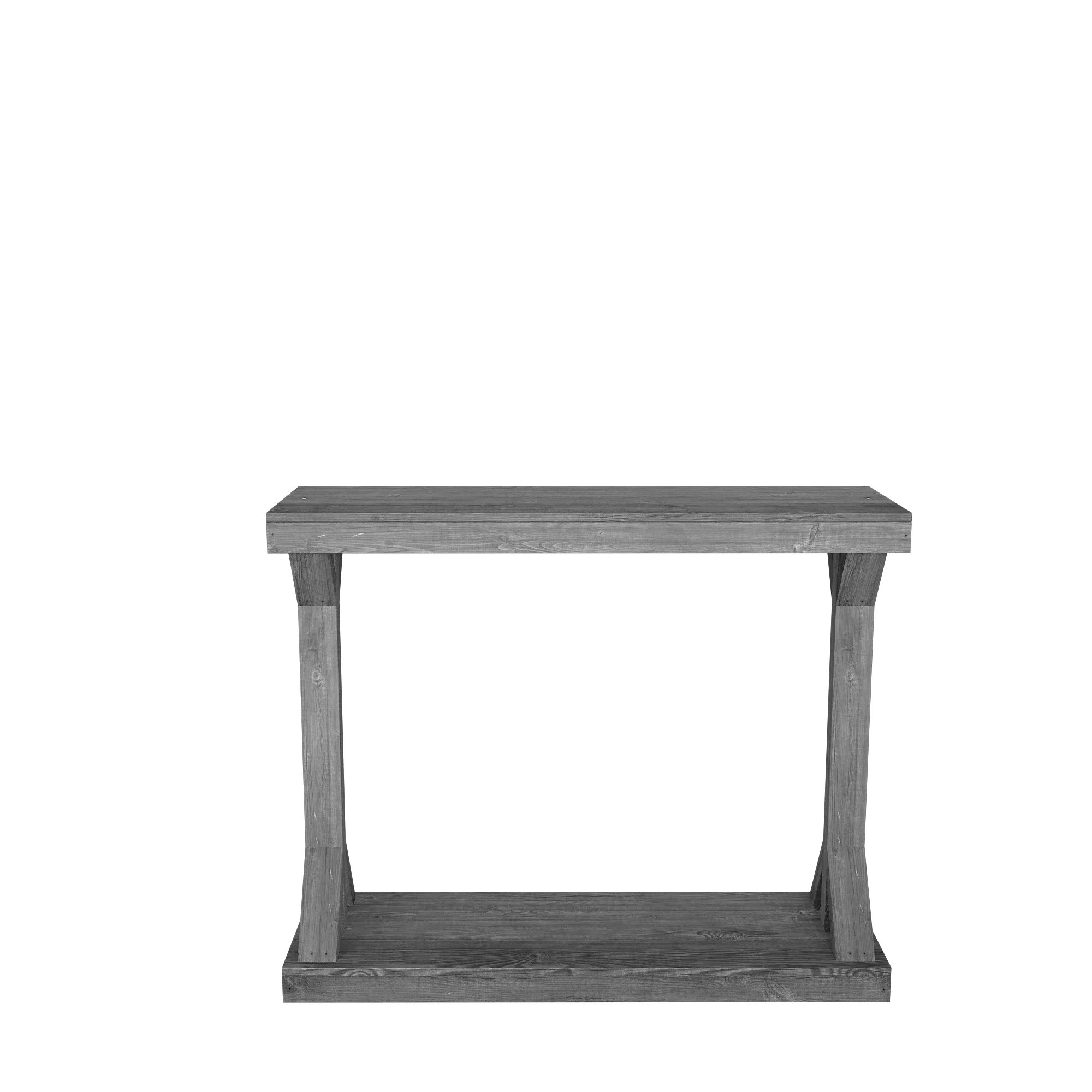 Woven Paths Small Rustic Barb Pedestal Entryway Console Table, Gray