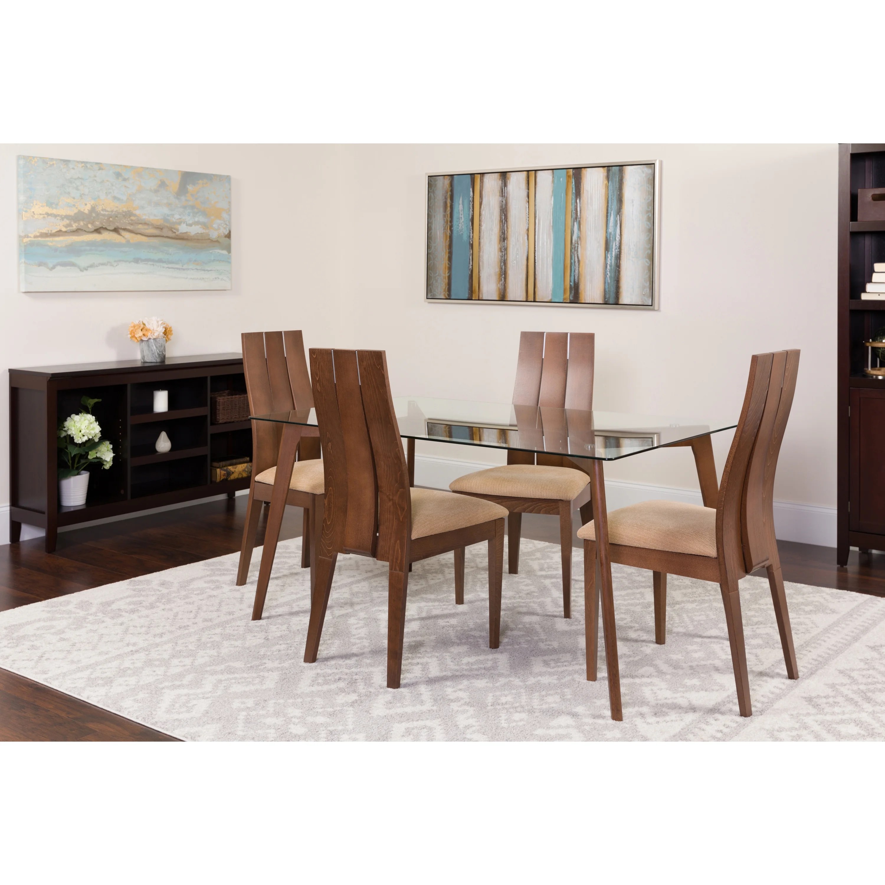 Flash Furniture Hawthorne 5 Piece Walnut Wood Dining Table Set with Flash Furniture Hawthorne 5 Piece Walnut Wood Dining Table Set with