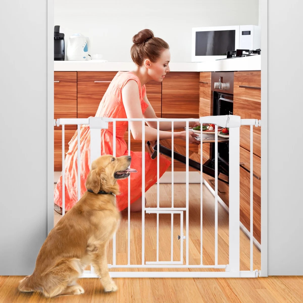 Walk Through Dog Gate The gate is about 3 feet tall, dog